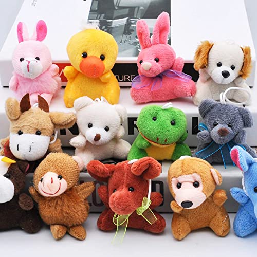 24 Mini Animal Plush Toy Keychain Assortment