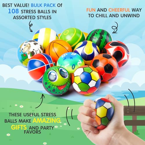 108 Mini Sensory Fidget Balls Assorted Stress Toys