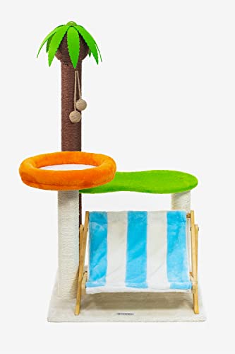 Coconut Tree Cat Tower Condo with Scratch Posts