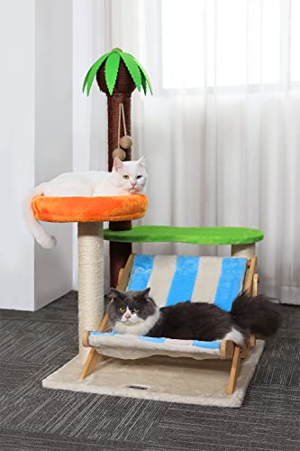 Coconut Tree Cat Tower Condo with Scratch Posts