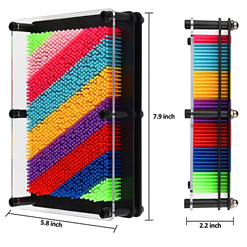 3D Pin Art Toy, Colorful Large Size 8x6in