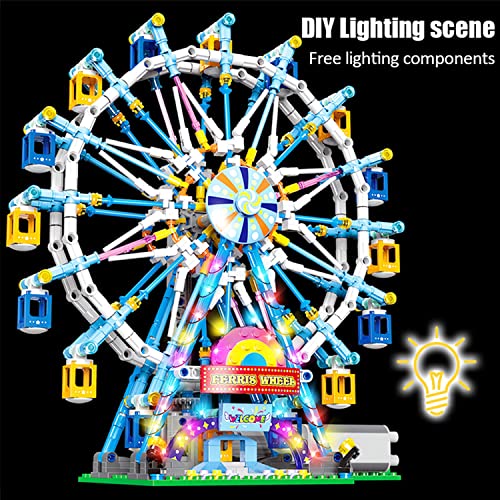 Rotating Ferris Wheel Building Blocks Kit with Lights