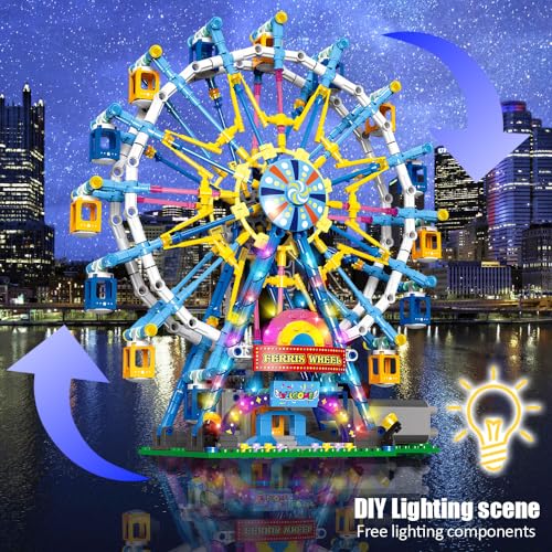 Upgrade Ferris Wheel Building Blocks Set with Lights