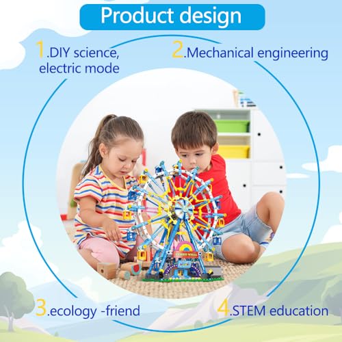 Upgrade Ferris Wheel Building Blocks Set with Lights