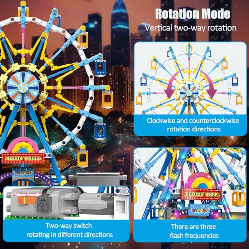 Upgrade Ferris Wheel Building Blocks Set with Lights