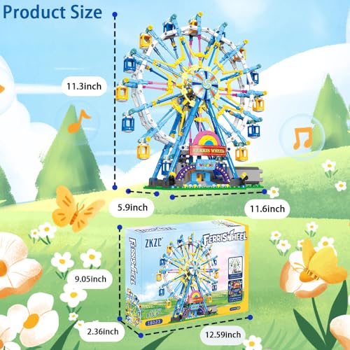 Upgrade Ferris Wheel Building Blocks Set with Lights
