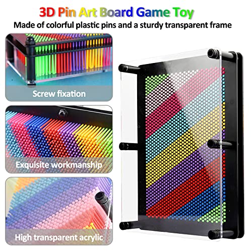 3D Pin Art Toy, Colorful Large Size 8x6in
