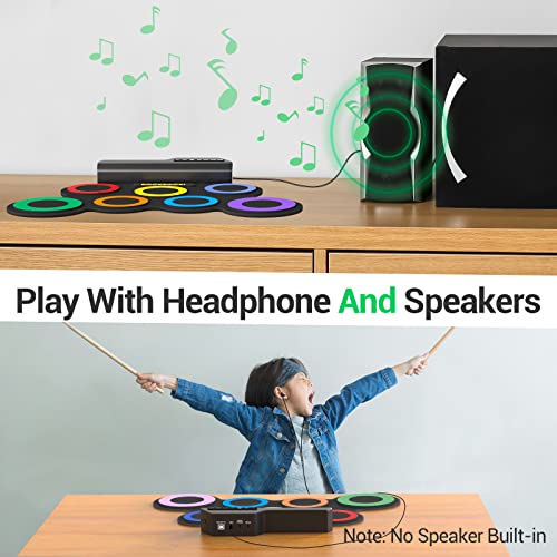 Electric 7-Pad Drum Set with Headphones for Kids