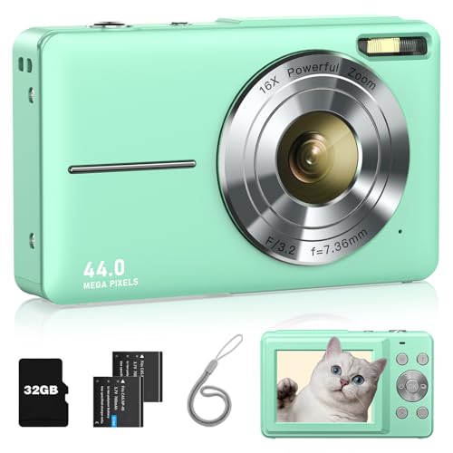 Kids Camera with 32GB Card, 44MP, 16X Zoom