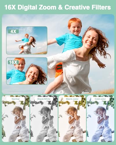 Kids Camera with 32GB Card, 44MP, 16X Zoom