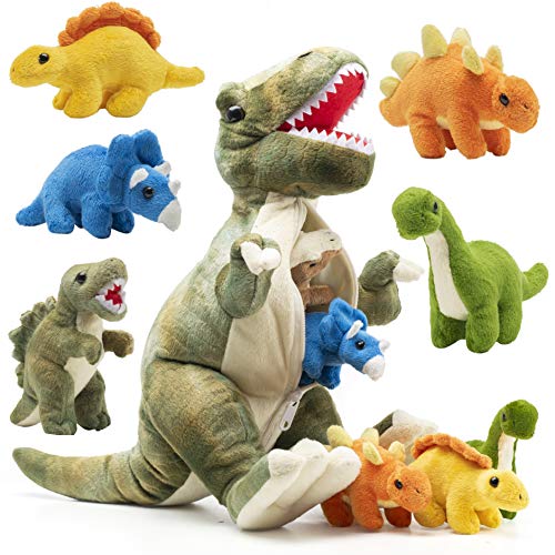 15" T-rex Dinosaur Stuffed Animal Set with 4 Plush Toys