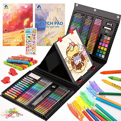 240-Piece Art Set with Double Sided Easel, Sketch Pads