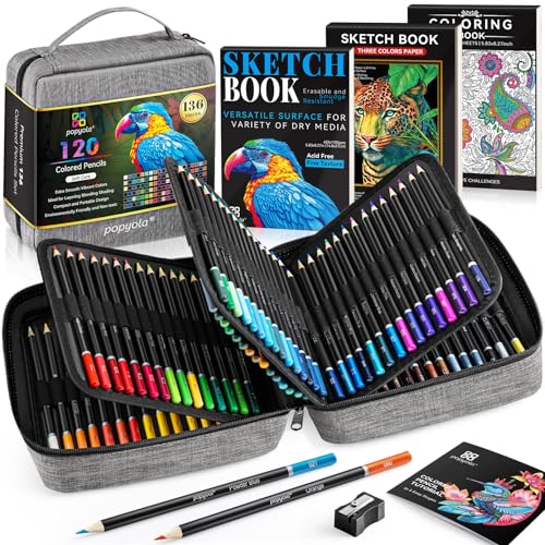 136-Pack Colored Pencils Set with Portable Case