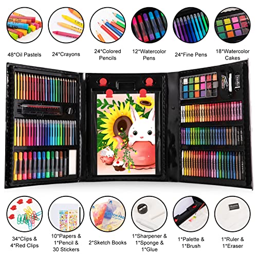 240-Piece Art Set with Double Sided Easel, Sketch Pads