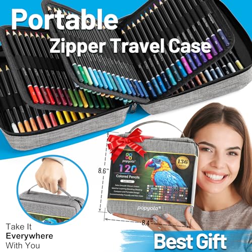 136-Pack Colored Pencils Set with Portable Case