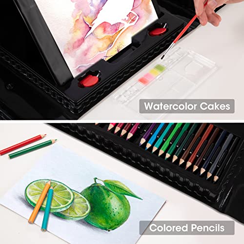 240-Piece Art Set with Double Sided Easel, Sketch Pads