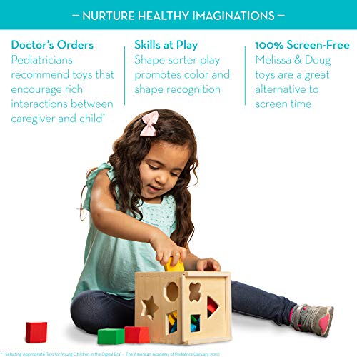 Classic Wooden Shape Sorting Cube Toy - 12 Shapes