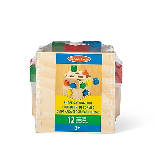 Classic Wooden Shape Sorting Cube Toy - 12 Shapes