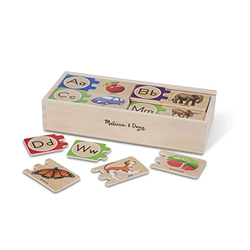 Melissa & Doug Alphabet Wooden Puzzles with Storage
