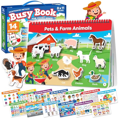 Montessori Busy Book for Toddlers Ages 3+ - Educational Learning Activities