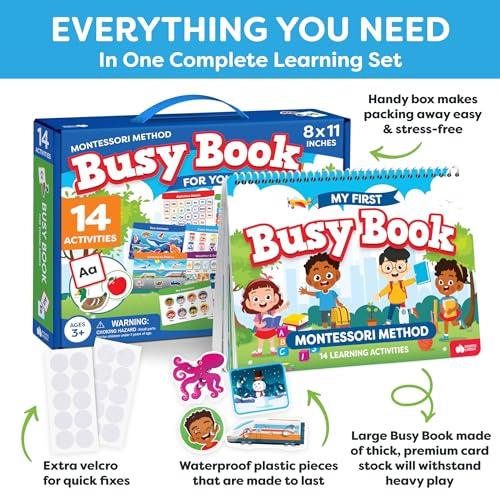 Montessori Busy Book for Toddlers Ages 3+ - Educational Learning Activities