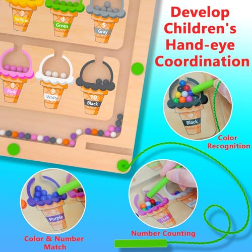 Montessori Color and Number Maze Toy - Wooden Board