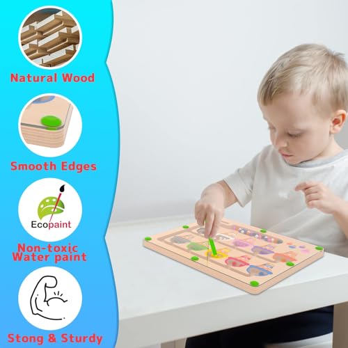 Montessori Color and Number Maze Toy - Wooden Board