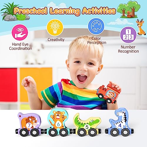 Wooden Animal Train Set, Montessori Learning Toys for Toddlers
