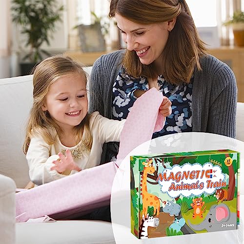 Wooden Animal Train Set, Montessori Learning Toys for Toddlers