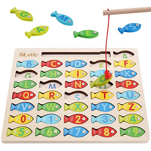 Magnetic Wooden Fishing Game Toy - Alphabet ABC Fish