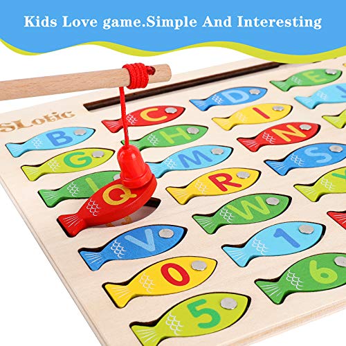 Magnetic Wooden Fishing Game Toy - Alphabet ABC Fish
