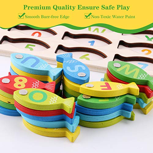 Magnetic Wooden Fishing Game Toy - Alphabet ABC Fish