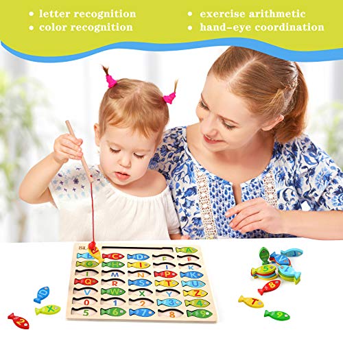 Magnetic Wooden Fishing Game Toy - Alphabet ABC Fish