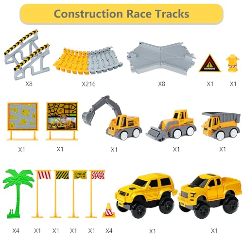253 PCS Construction Race Tracks Toy Set for Kids