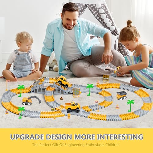 253 PCS Construction Race Tracks Toy Set for Kids