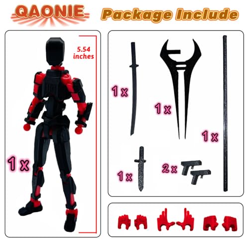 Black 5.54" 3D Printed Multi-Jointed Action Figure