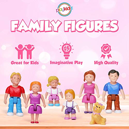 Playkidz Family Figures Set - Parents, Sibling, Pet