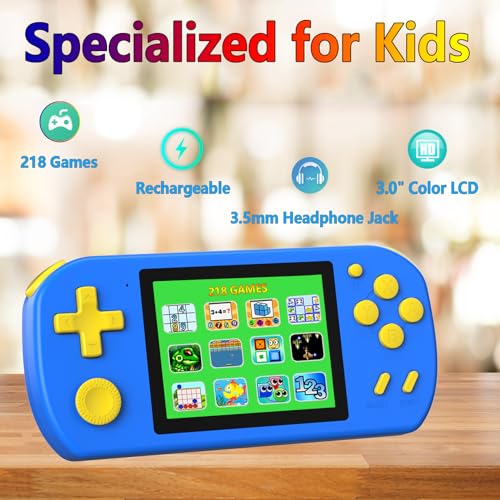 Handheld Console with 218 Retro Video Games, Portable LCD