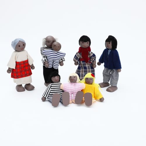 20-Piece Wooden Dollhouse Family Set with Pets
