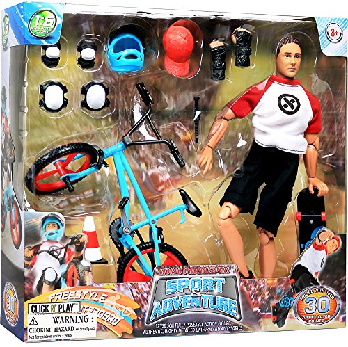 Click N' Play Sports Adventure Bike Skateboard Figure Set