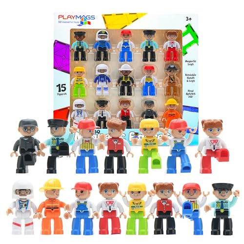Playmags Large Magnetic Figures Community Set - 15 Pieces