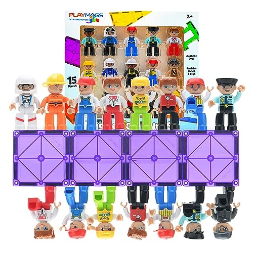 Playmags Large Magnetic Figures Community Set - 15 Pieces