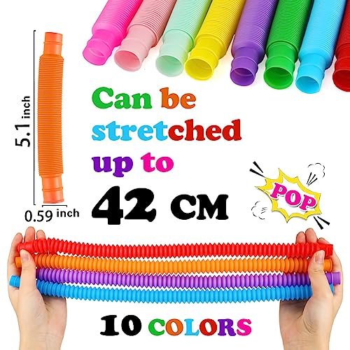 52 Pack Pop Tubes - Fun Sensory Fidget Toys