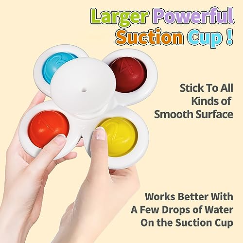 ALASOU 3PCS Suction Cup Spinner Toys for Toddlers