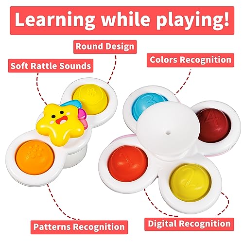 ALASOU 3PCS Suction Cup Spinner Toys for Toddlers