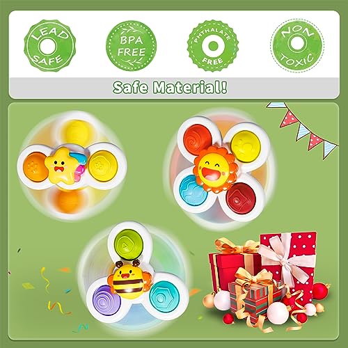 ALASOU 3PCS Suction Cup Spinner Toys for Toddlers