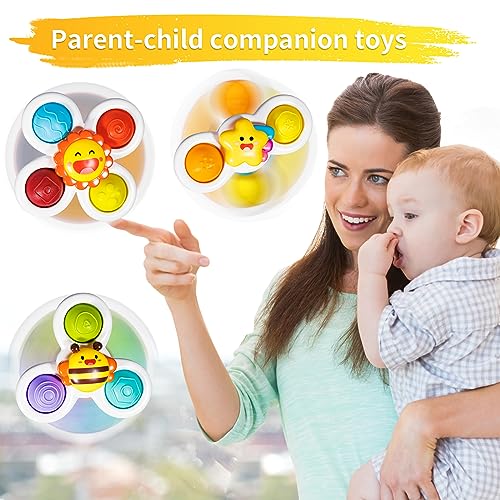 ALASOU 3PCS Suction Cup Spinner Toys for Toddlers