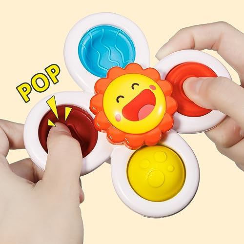 ALASOU 3PCS Suction Cup Spinner Toys for Toddlers