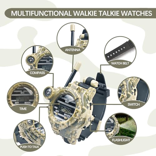 7-in-1 Rechargeable Walkie Talkie Spy Watch Army Toys