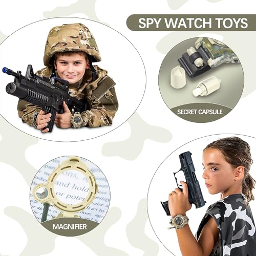 7-in-1 Rechargeable Walkie Talkie Spy Watch Army Toys